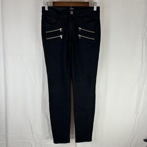 Paige Edgemont Jeans Womens 27 Black Shadow Gold‎ Zipper Skinny Made USA